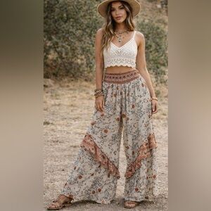 FP Intimately  Floral Wide-Leg Pants NWOT Medium